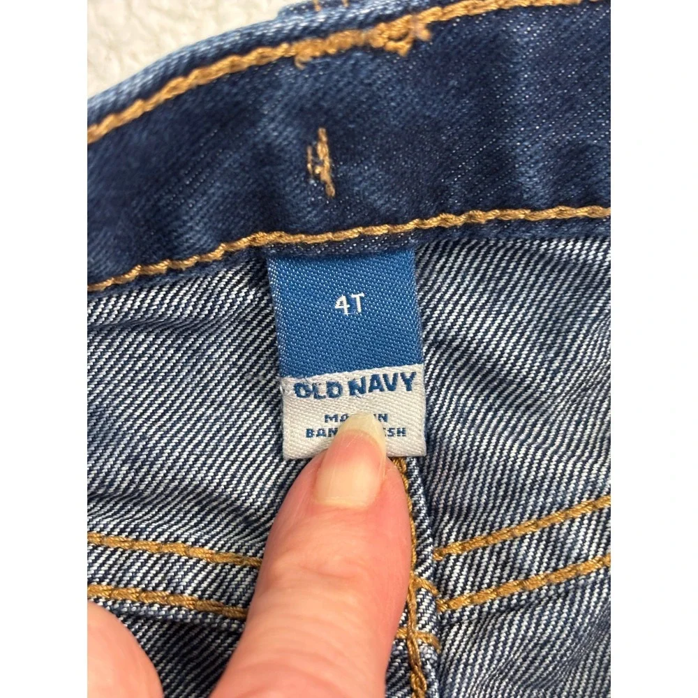 Old Navy Girls Dark‎ Wash Distressed Raw Hem Denim Shorts Size 4T